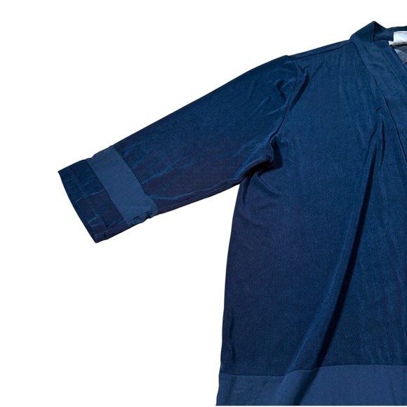 Chicos Travelers Slinky Knit Sheer Accent Open Cardigan Size 20 22 Stretch Comfy - Picture 4 of 7